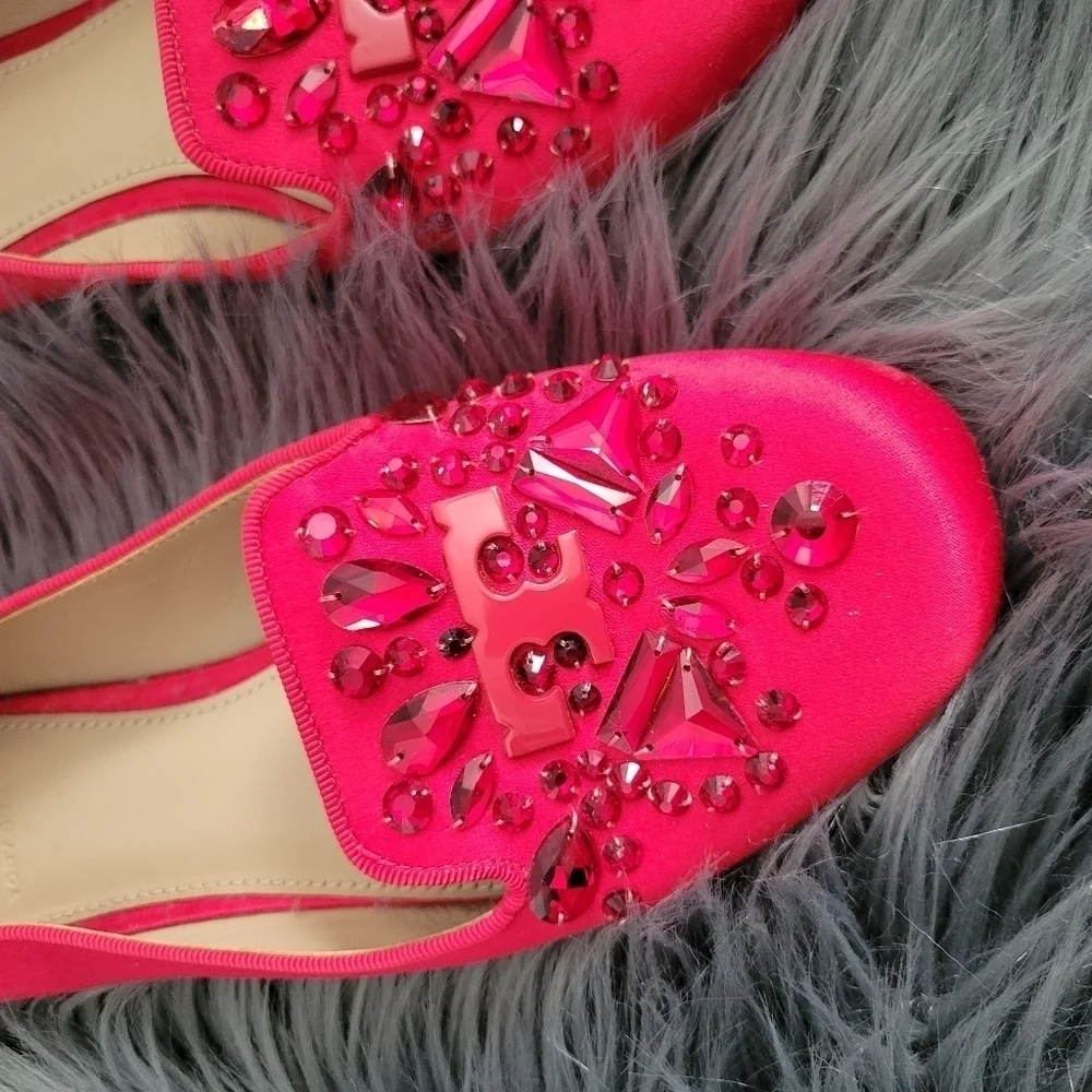 Tory Burch Delphine Embellished Crystal Almond Toe Loafers